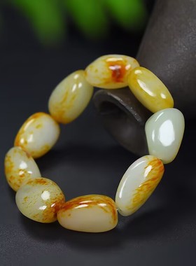 红沁皮原石籽料手链手串