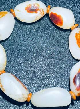 羊脂级黄沁皮原石籽料手串手链