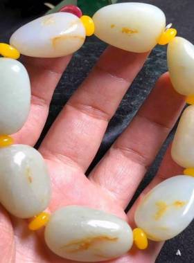 白玉原石籽料手链手串男款玉手链