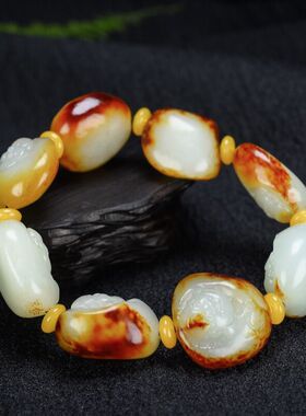 原石手串男款证书新疆和田玉籽料