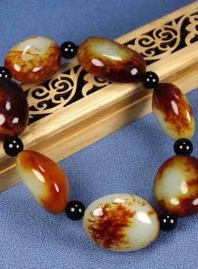 枣红皮原石籽料手串手链