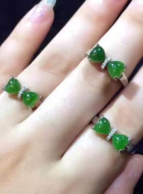 925银镶嵌活口指环新疆和田玉