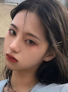 s925纯银后挂双线钩子耳钉日韩时尚简约港风耳环百搭男女情侣耳饰