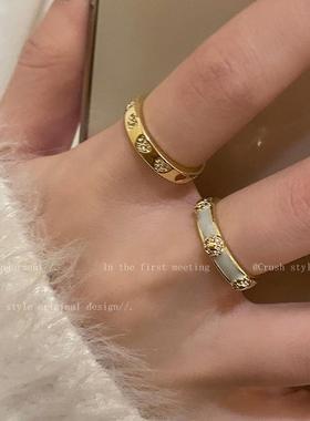 爱心锆石滴釉开口戒指