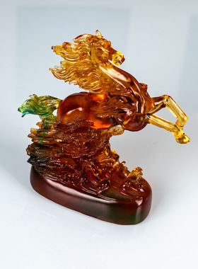 琉璃马到成功开业摆件