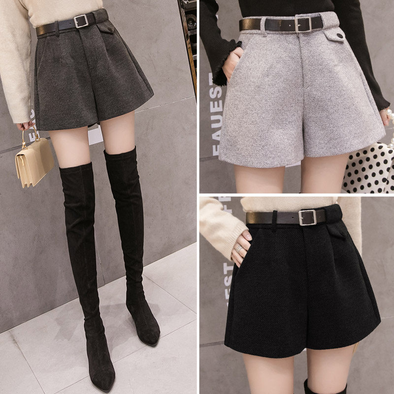 2025秋冬季新款大码毛呢短裤女胖mm高腰显瘦a字阔腿外穿打底靴裤,淘宝优惠券,粉丝福利购,淘宝优惠卷