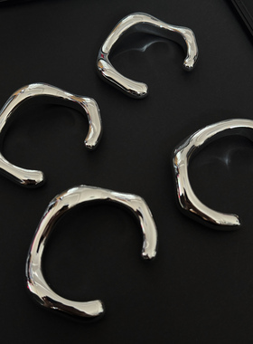 巨好看的银色异形开口手镯配饰品