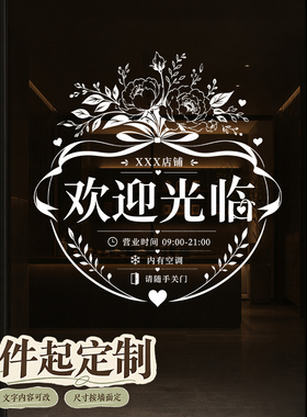 橱窗贴欢迎光临装饰画文字门贴ins招财玻璃贴新店定制贴纸