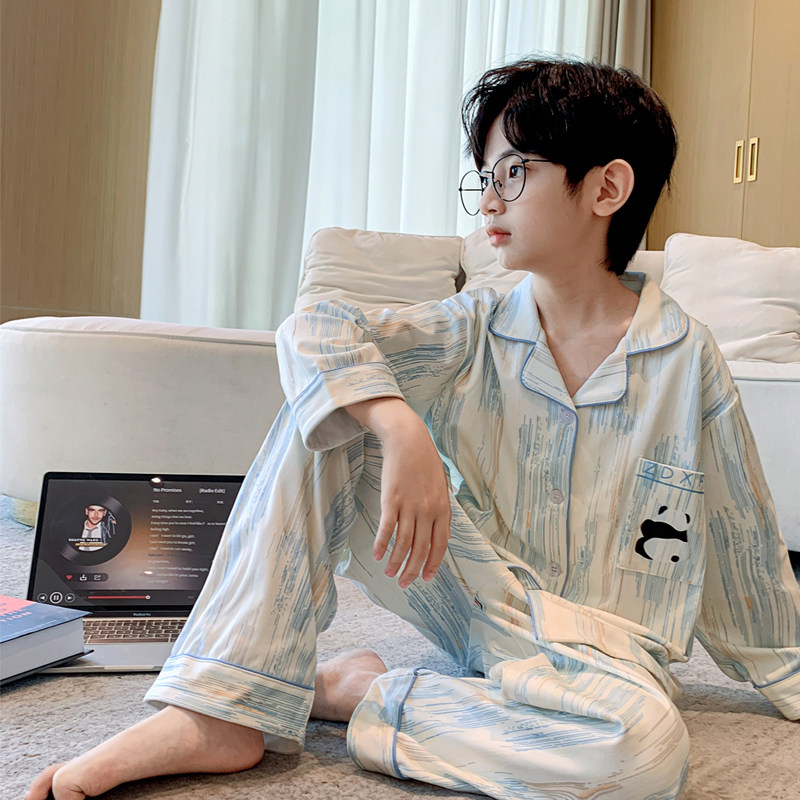 Boys' Pajamas Spring and Autumn New Children's Home Clothing Sets Old Boys' Casual Underwear Two-piece Set Children's Clothing Trend