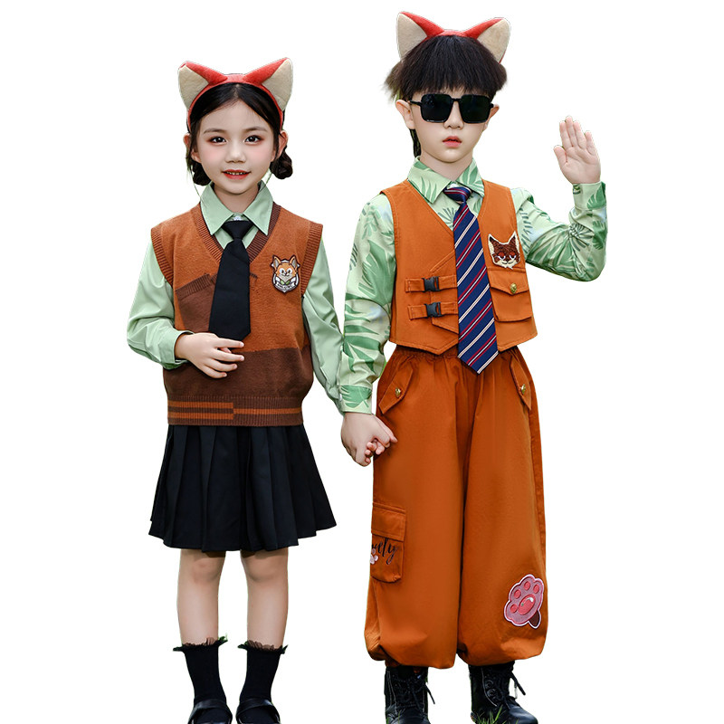 男童套装疯狂动物城尼克狐狸演出服女童朱迪兔子警官儿童cos服装,淘宝优惠券,粉丝福利购,淘宝优惠卷
