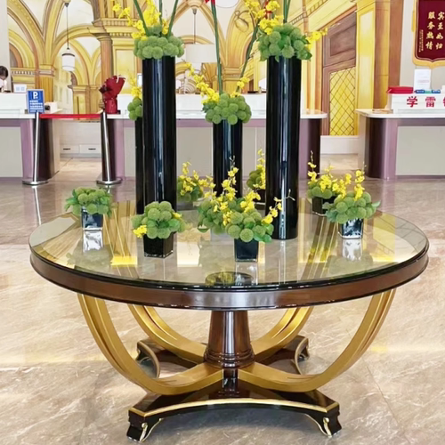 花艺桌大圆桌花桌酒店花台会所大堂圆台摆台端景台大厅展示风水台 - 图1