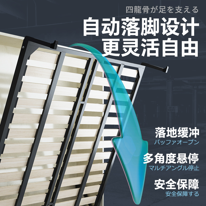 实木加固隐形床衣柜一体壁床 省空间墨菲床下侧翻折叠床五金配件 - 图1