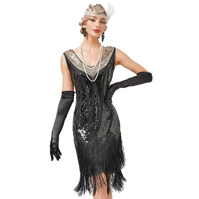 Flapper Dresses 1920s Gatsby Roaring 20s盖茨比舞会连衣裙复古-图1