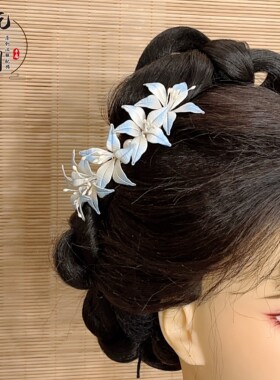沅思阁原创汉服头饰缠花渐变花朵排簪明制宋制古典花朵发饰品