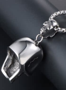 AH7钛钢朋克嘻哈骷髅头吊坠潮流男士出街搭配项链帅气配复古饰品