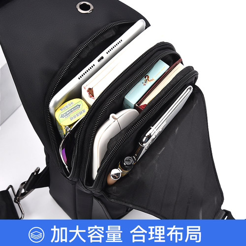 花花公子男士包包单肩包斜挎包潮牌帆布胸包男包大容量夏季小背包 - 图0