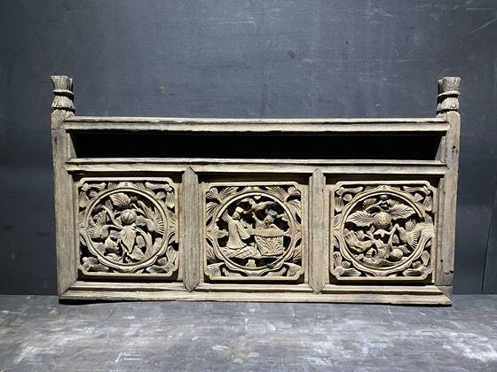 Ming Dynasty flower and grass pattern old wood carving figure flower window old wood carving antique antique collection pendant hanging screen club teahouse
