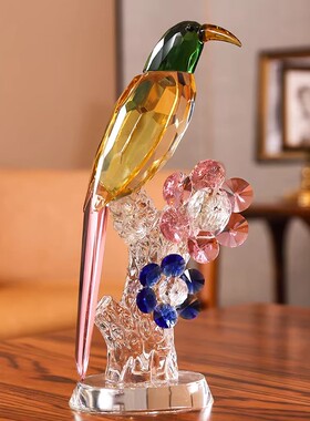 捷克水晶鸟摆件喜鹊新婚礼物乔迁