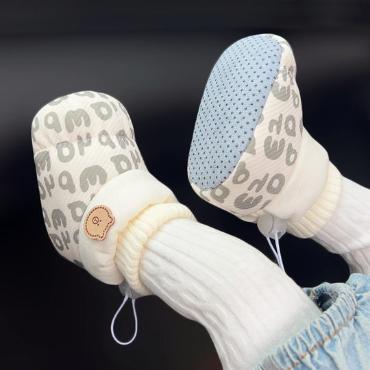 秋冬季婴儿鞋子0-1岁新生儿加绒加厚保暖不掉跟鞋袜软底学步棉鞋