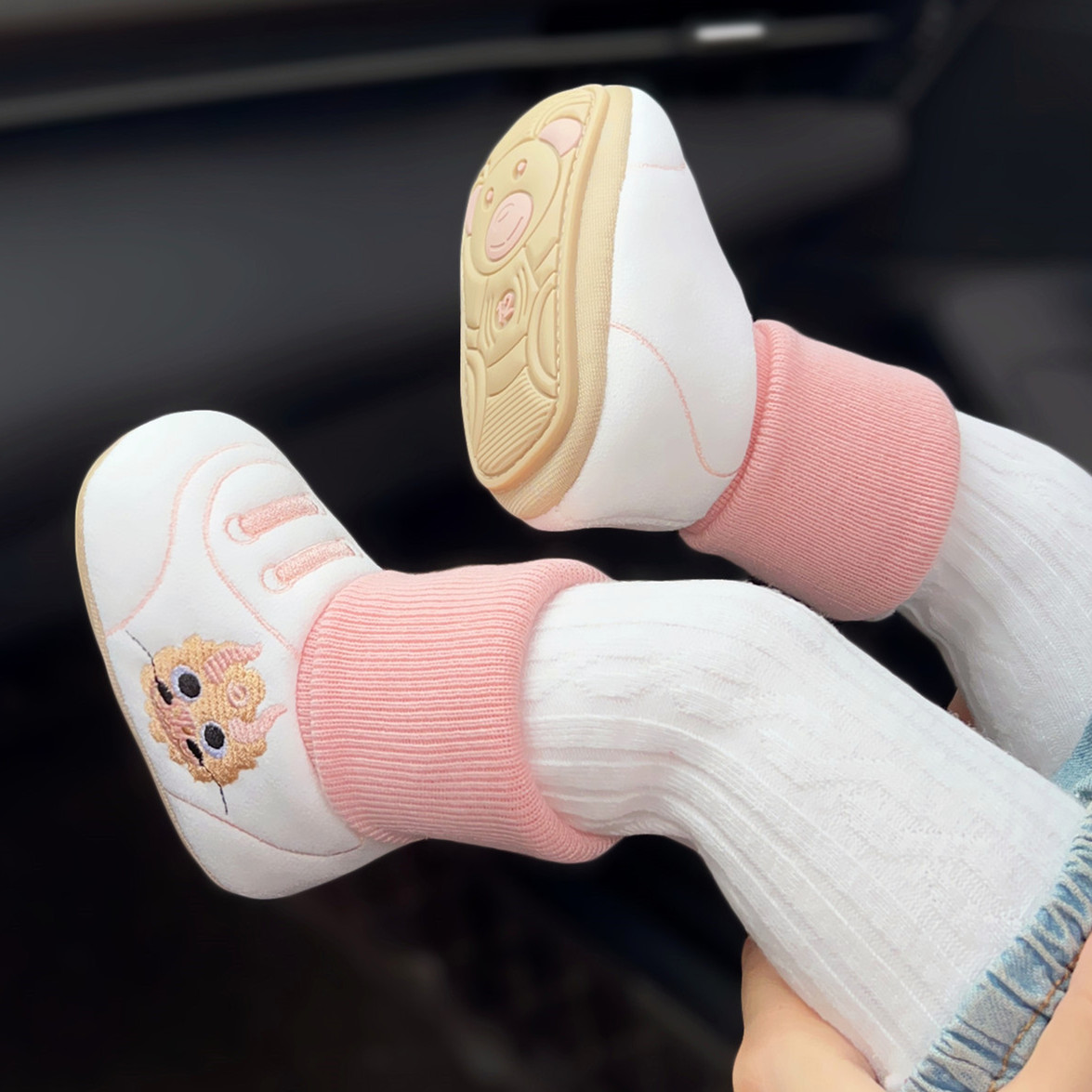 宝宝鞋冬季可爱小龙鞋袜软底加绒加厚保暖学步鞋防滑柔软鞋袜婴儿 - 图1