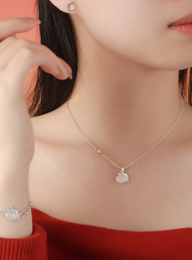 以梦为马s925纯银项链女 原创小众清新风 本命年手链耳钉气质套饰