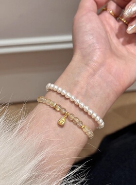 S925纯银葫芦天然金发晶手链