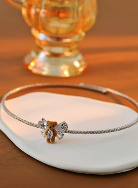 高品质植绒小熊戒指耳钉项链