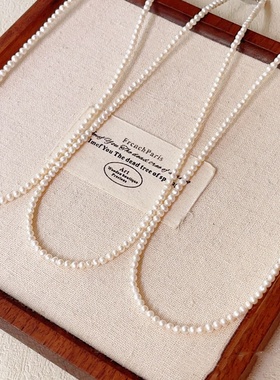 天然淡水珍珠小米珠3mm气质项链