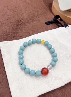 五行天然合香珠玛瑙白水晶手串