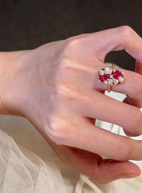 法式中古风不规则镶嵌双色钻粉钻