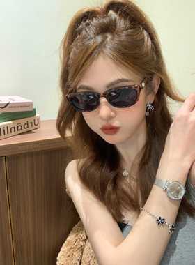 CDLM陈大刘芒 时髦豹纹偏光防紫外线猫眼墨镜方圆脸显脸小凹造型