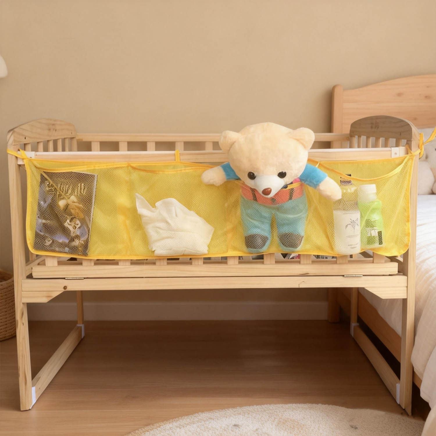 婴儿围栏玩具挂袋收纳宝宝爬行区置物袋整理床头尿布袋实用网格绑,淘宝优惠券,粉丝福利购,淘宝优惠卷