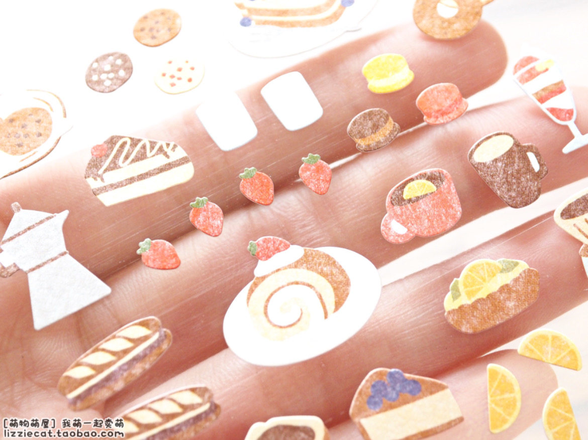 韩国suatelier 蛋糕曲奇甜甜圈甜品卡路里diy手帐日记装饰贴纸画,淘宝优惠券,粉丝福利购,淘宝优惠卷
