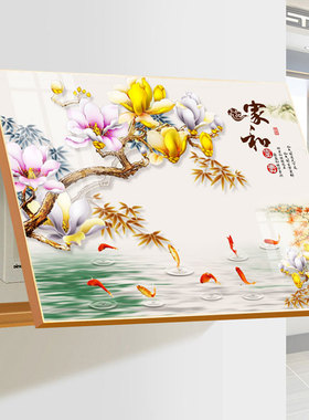 免打孔中式牡丹电表箱遮挡装饰画