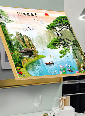 免打孔新中式风景电表箱遮挡画