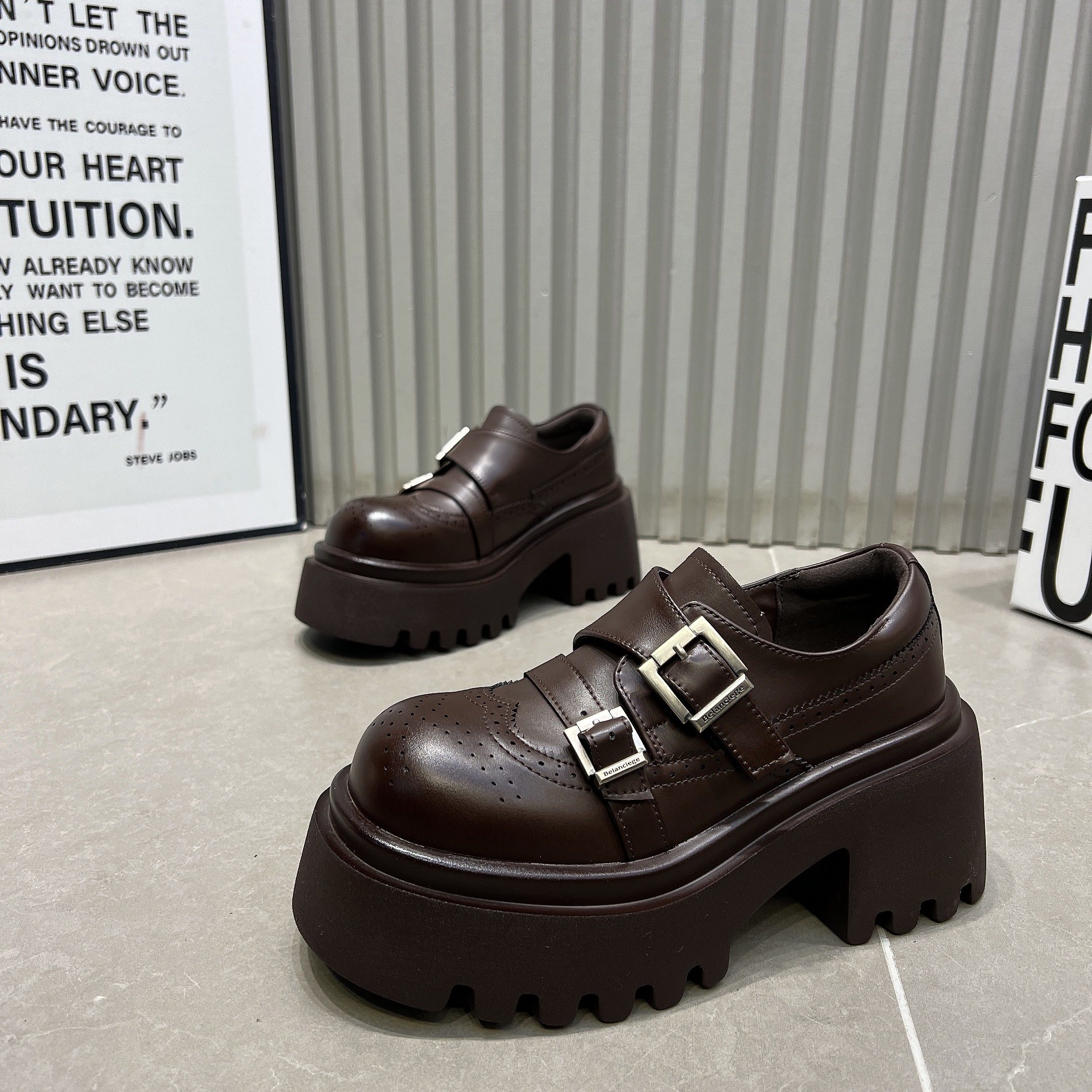 欧货真皮厚底松糕乐福鞋女2026新款皮带扣低帮鞋小个子单鞋小皮鞋,淘宝优惠券,粉丝福利购,淘宝优惠卷