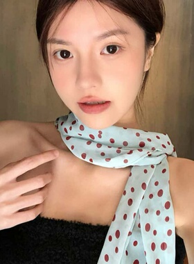韩系波点长条丝巾女春夏高级感