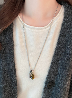 虎眼石葡萄串珠项链女2025新款