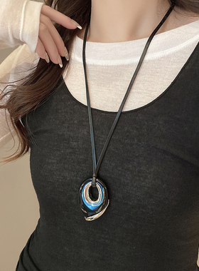 轻奢几何吊坠长款项链女