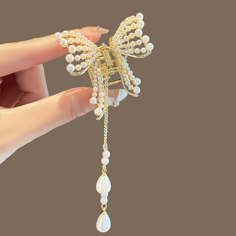 新中式珍珠流苏蝴蝶抓夹女后脑勺半扎发发夹古风汉服高级感发卡,淘宝优惠券,粉丝福利购,淘宝优惠卷