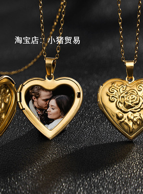 不锈钢吊坠项链照片防水不褪色女