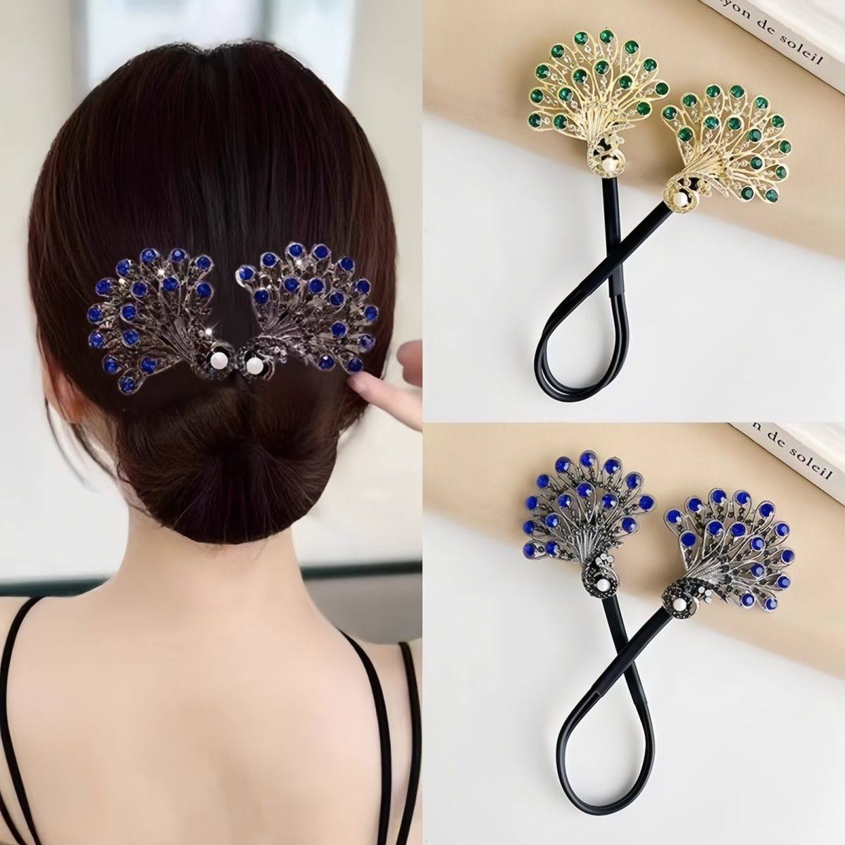 高级感复古孔雀发夹女后脑勺花苞头盘发器懒人丸子头扭扭夹子头饰,淘宝优惠券,粉丝福利购,淘宝优惠卷