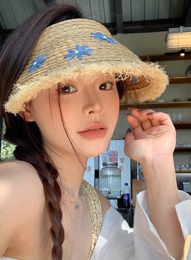 草编空顶帽子户外防晒帽