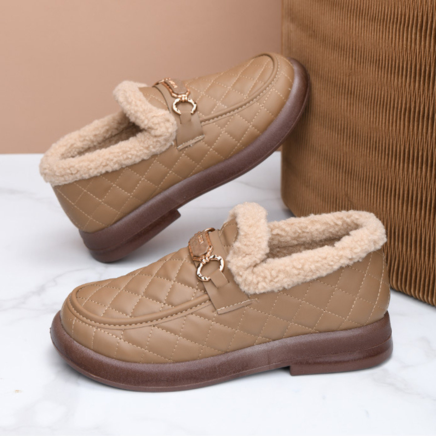 防水棉鞋女冬季加绒加厚老北京布鞋防滑一脚蹬乐福鞋外穿妈妈棉靴,淘宝优惠券,粉丝福利购,淘宝优惠卷