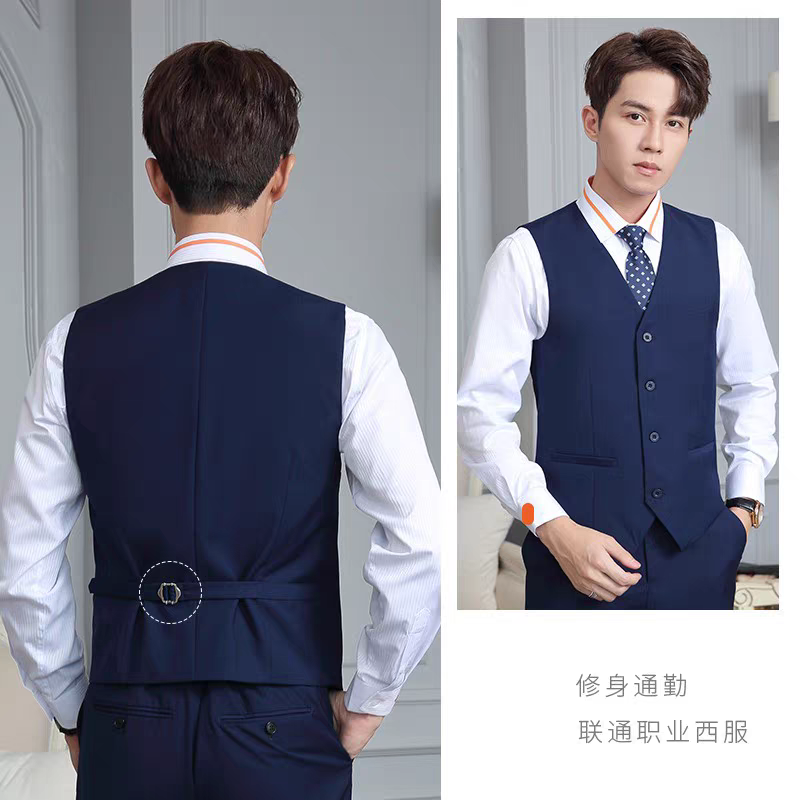 雷克萨斯4S店工作服男马甲宝蓝色修身免烫男西装马甲上班职业正装 - 图2