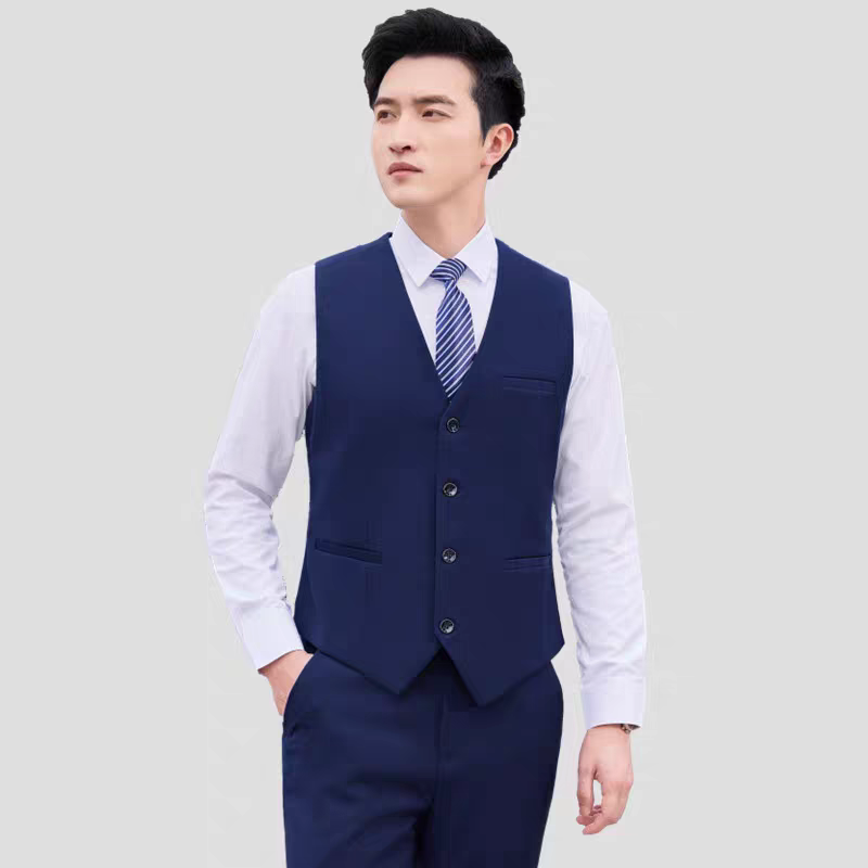 雷克萨斯4S店工作服男马甲宝蓝色修身免烫男西装马甲上班职业正装 - 图0