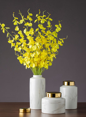 仿大理石陶瓷罐客厅干花摆件