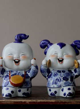 景德镇青花古典喜庆寓意瓷摆件