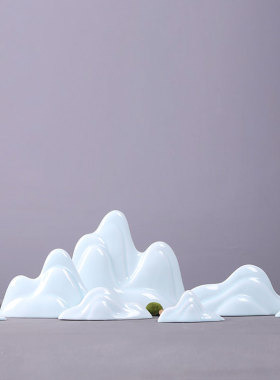 景德镇陶瓷影青毛笔架山丘风摆件