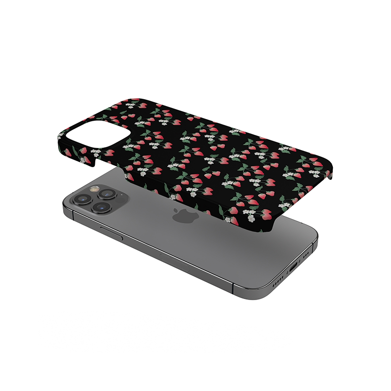 黑色草莓可爱红色黑色适用于iPhone17Promax轻薄16适用于15苹果14手机壳13不掉色12环保硬壳散热半包保护壳